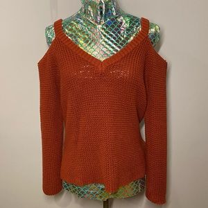 LA Hearts Cold Shoulder Sweater - Beautiful Rust Color